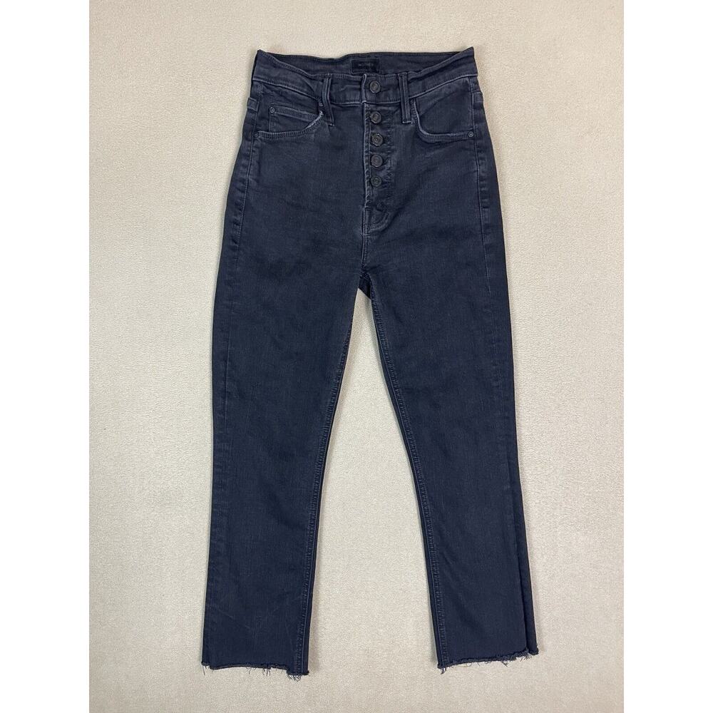 Mother Jeans Womens 25 Black The Pixie Dazzler Ankle Fry Mid Rise Button Fly